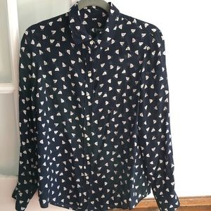 SOLD🌷JCrew Factory Printed Silk Blouse French Hen